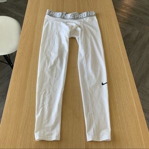 White Nike compression pants